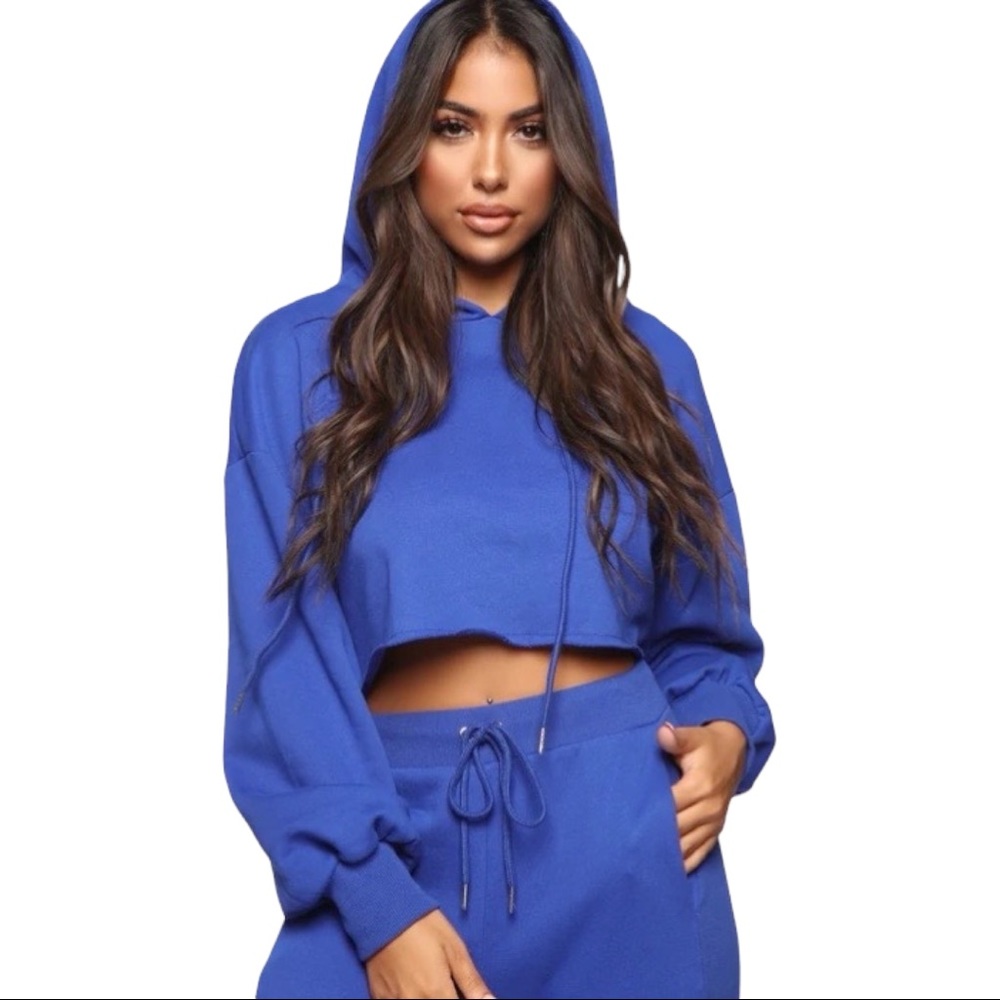 Royal blue crop top hoodie